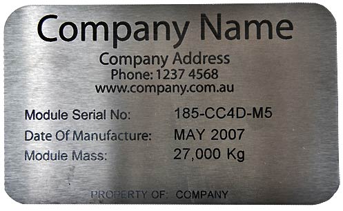 Laser engraved annealed stainless steel nameplate